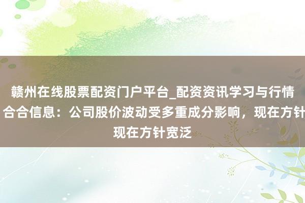 赣州在线股票配资门户平台_配资资讯学习与行情导航 合合信息：公司股价波动受多重成分影响，现在方针宽泛